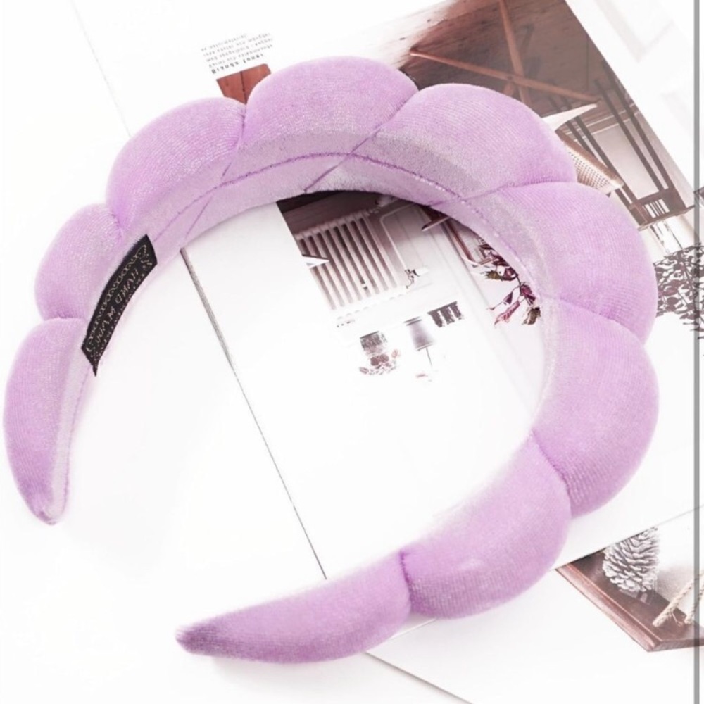 Plush Lavender Scalloped Bubble Puffcloud Headband - Skincare Makeup Luxury Spa